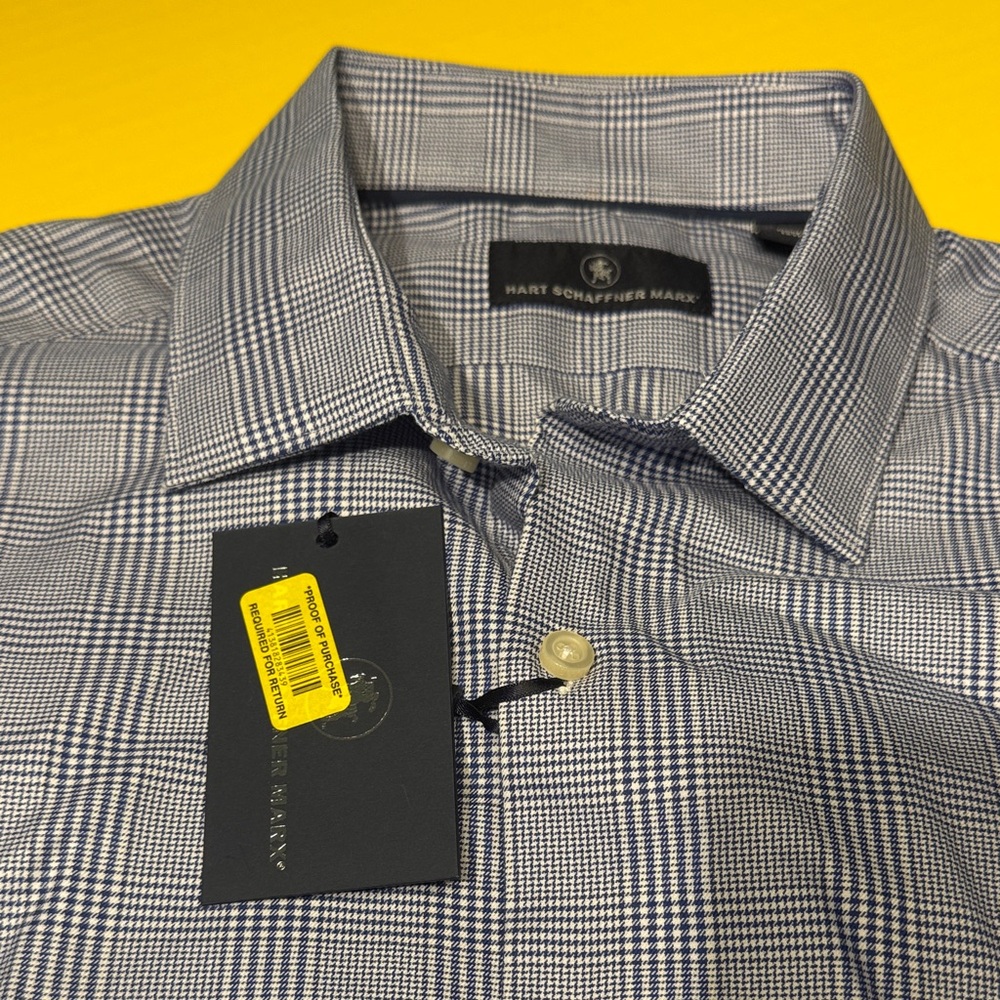 Hart Schaffner Marx Men's Navy Plaid Dress Shirt